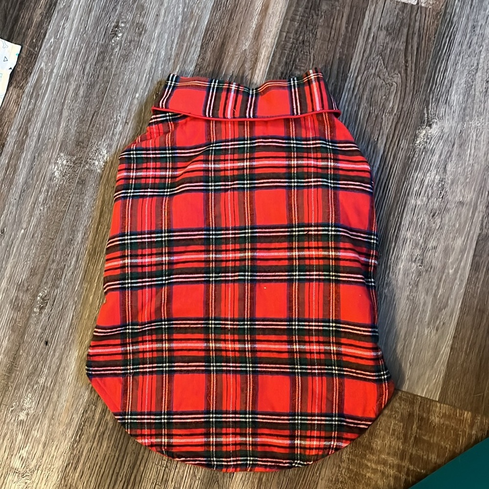 Fleece lined plaid dog shirt